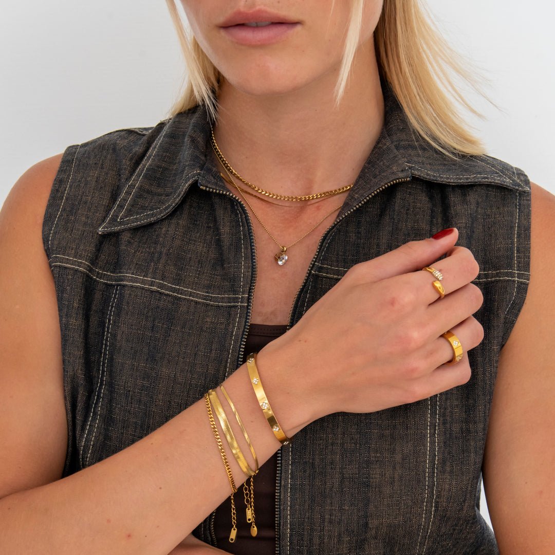 Flad Slange Armbånd 18K Guldbelagt 5 mm - BY CARA