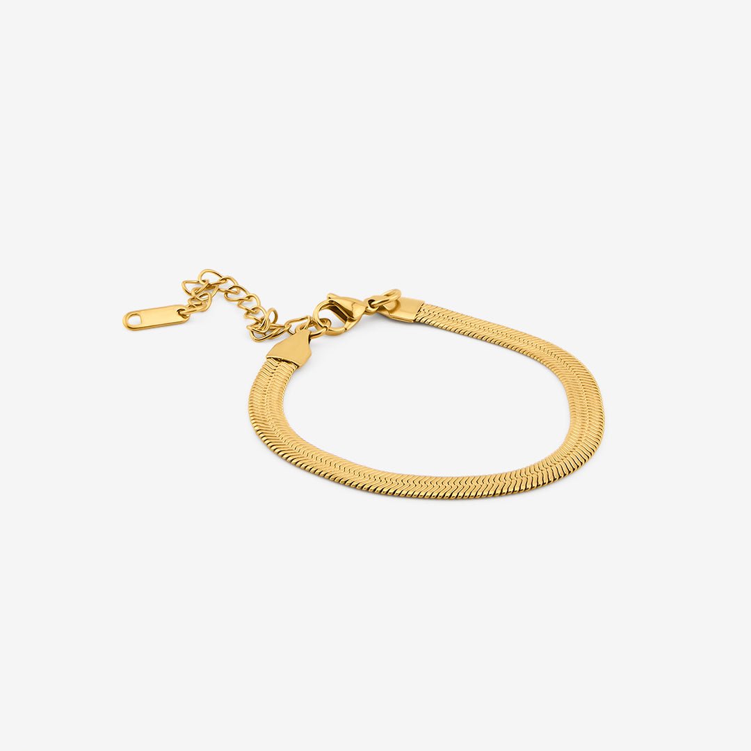 Flad Slange Armbånd 18K Guldbelagt 5 mm - BY CARA