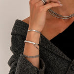 Flad Slange Armbånd Sølvfarvet 4 mm - BY CARA