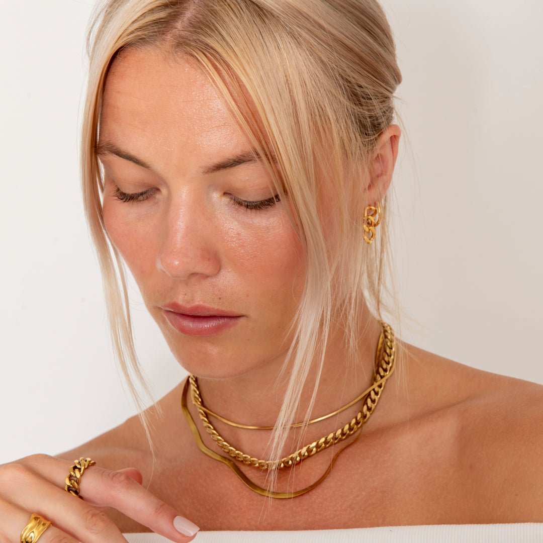Flad Slange Halskæde 18K Guldbelagt 4 mm - BY CARA