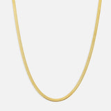 Flad Slange Halskæde 18K Guldbelagt 4 mm