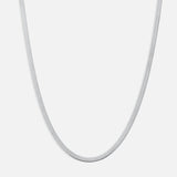 Flad Slange Halskæde Sølvfarvet 4 mm