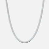 Flad Slange Halskæde Sølvfarvet 5 mm
