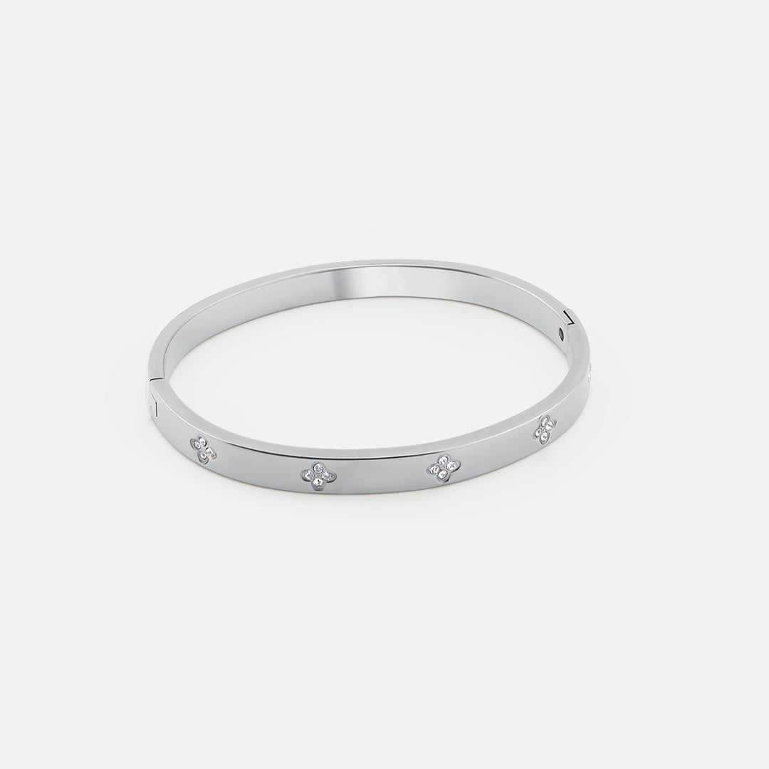 Fleur Bangle Sølvfarvet 6 mm - BY CARA