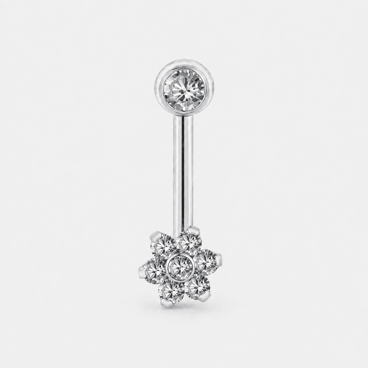 Florelle Crystal Flower piercing sølvfarvet - BY CARA