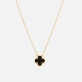 Golden Clover Black Halskæde 18K Guldbelagt