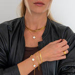 Golden Clover White Armbånd 18K Guldbelagt - BY CARA