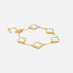 Golden Clover White Armbånd 18K Guldbelagt - BY CARA