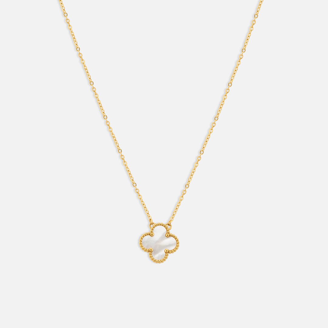 Golden Clover White Halskæde 18K Guldbelagt - BY CARA