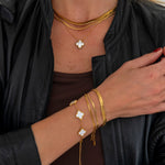 Golden Clover White Halskæde 18K Guldbelagt - BY CARA