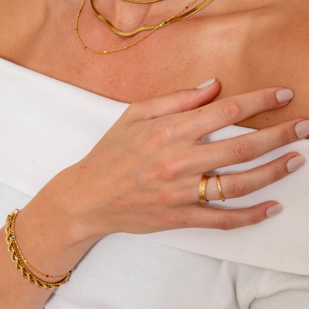Golden Earth Ring 18K Guldbelagt 2 mm - BY CARA