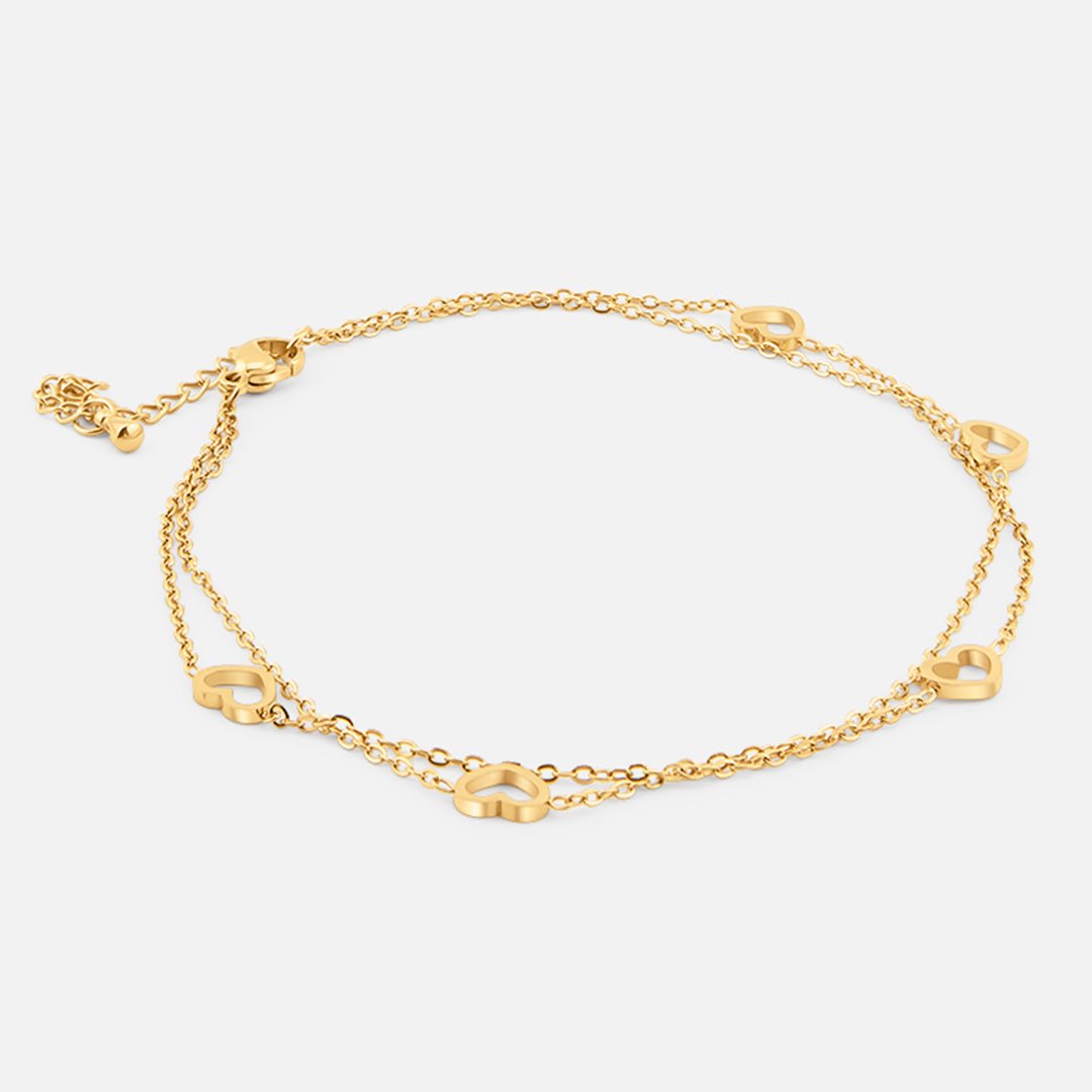 Heart Ankelkæde 18K Guldbelagt - BY CARA