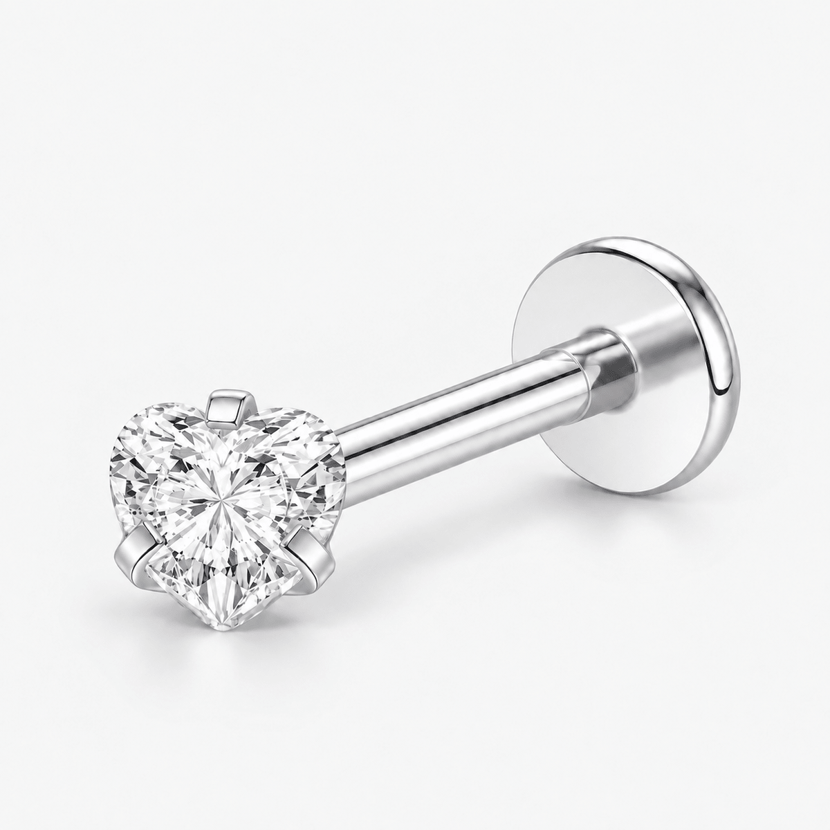 Heart Crystal Labret 3 mm silver-coloured - BY CARA
