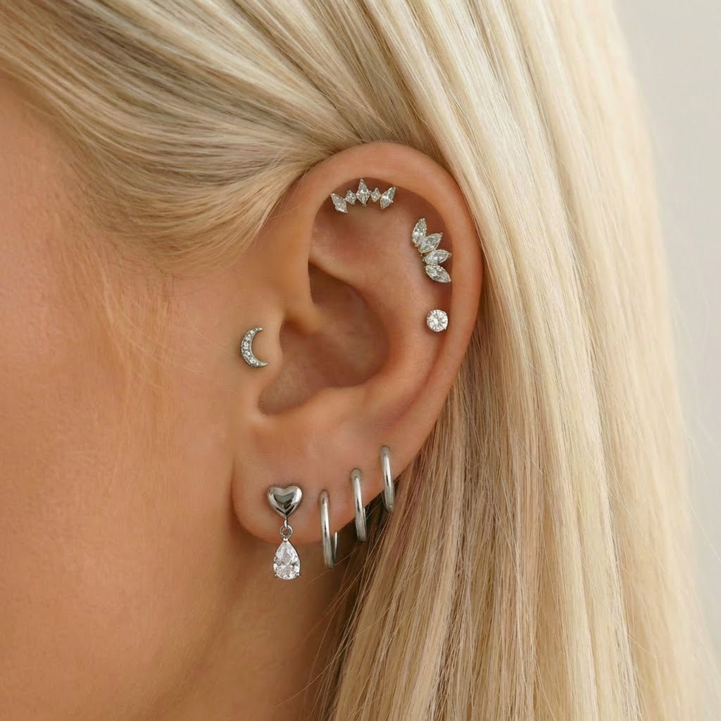 Heart Drop Labret sølvfarvet - BY CARA