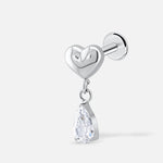 Heart Drop Labret sølvfarvet - BY CARA