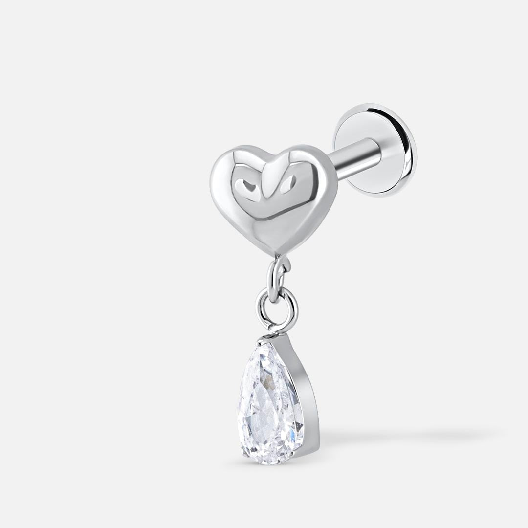 Heart Drop Labret sølvfarvet - BY CARA