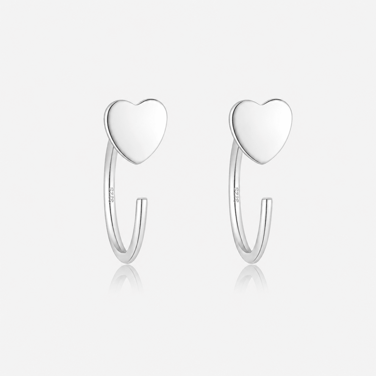 Heart Half Hoops 925 sølv 8,5 mm - BY CARA
