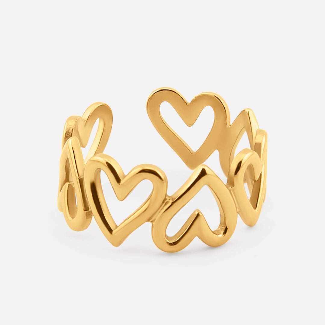 Heart Hollow Justerbar Ring 18K Guldbelagt - BY CARA
