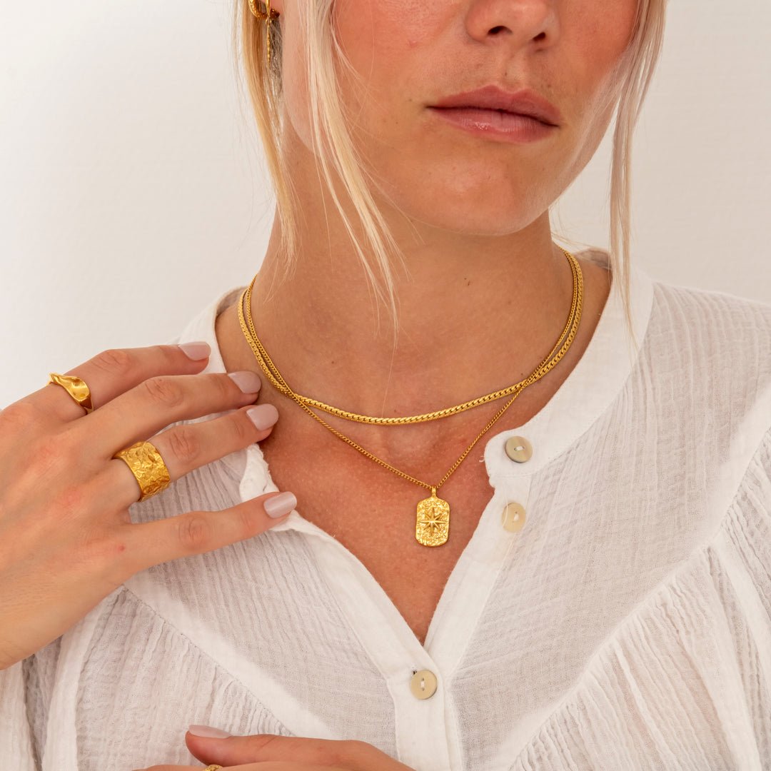 Herringbone Halskæde 18K Guldbelagt 3 mm - BY CARA