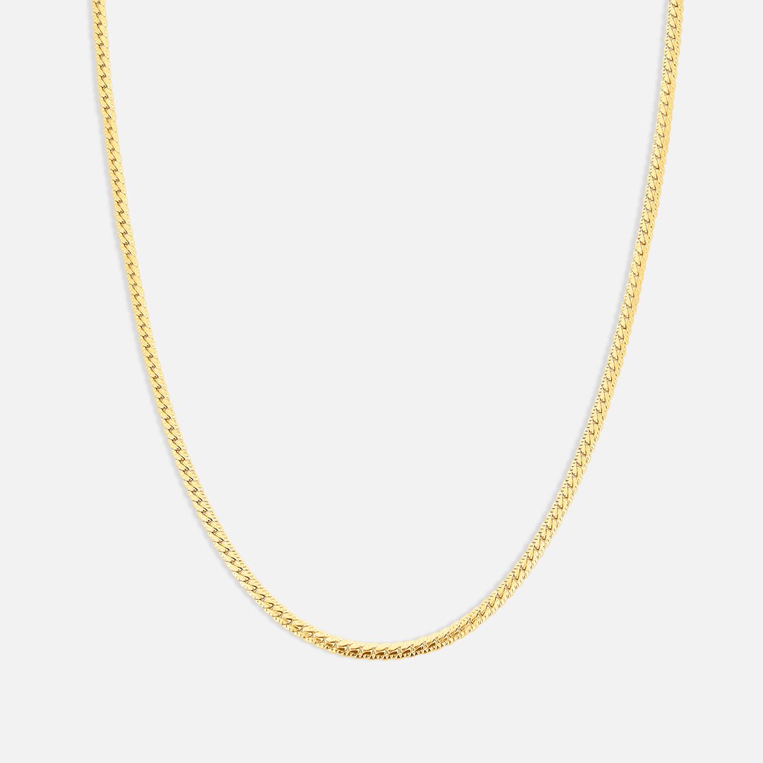 Herringbone Halskæde 18K Guldbelagt 3 mm - BY CARA