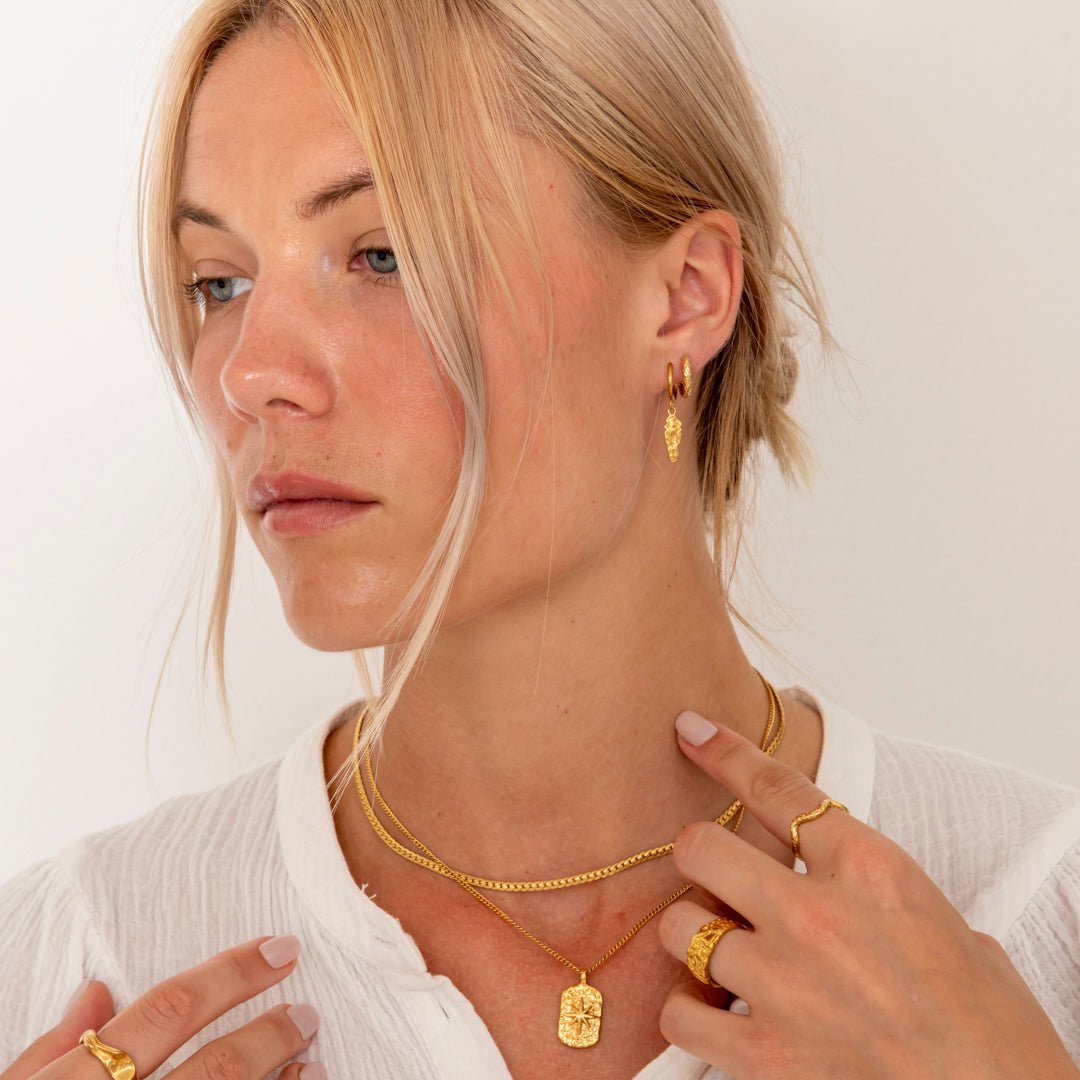 Herringbone Halskæde 18K Guldbelagt 3 mm - BY CARA