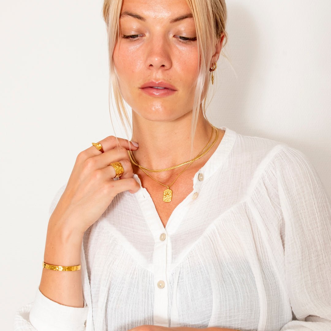 Herringbone Halskæde 18K Guldbelagt 3 mm - BY CARA