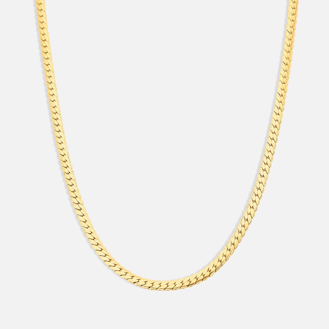 Herringbone Halskæde 18K Guldbelagt 5 mm - BY CARA