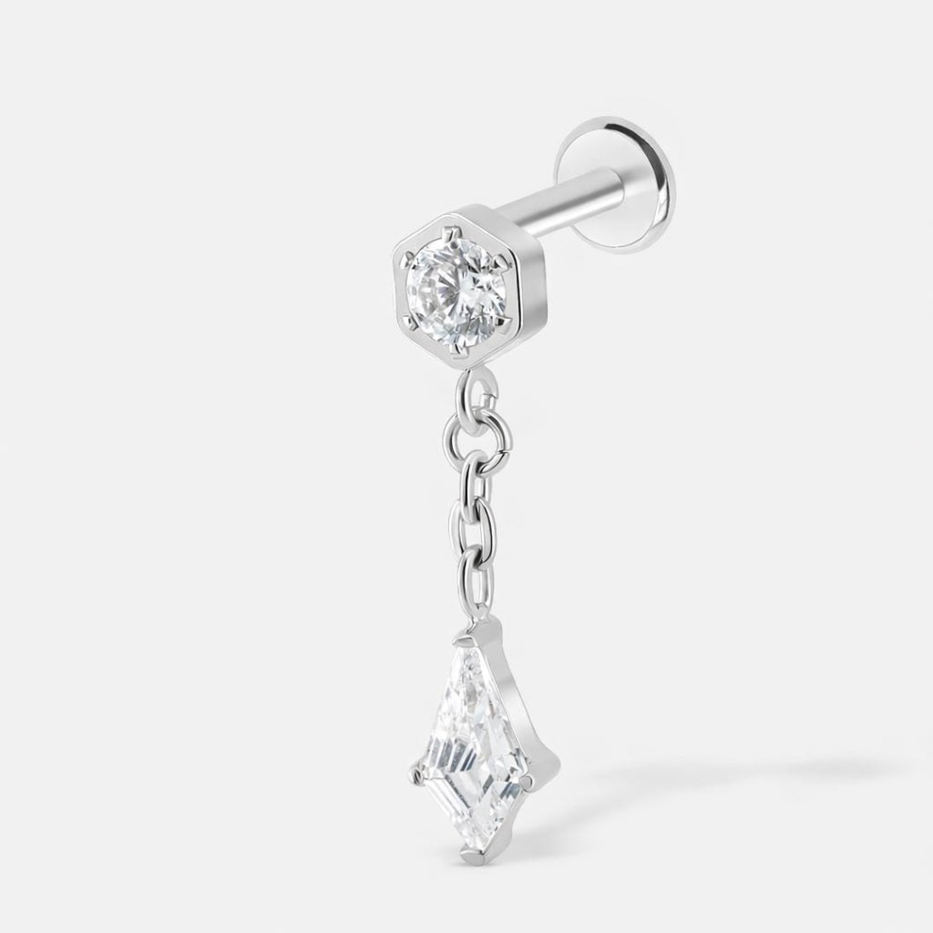 Hexa Drop Labret sølvfarvet - BY CARA