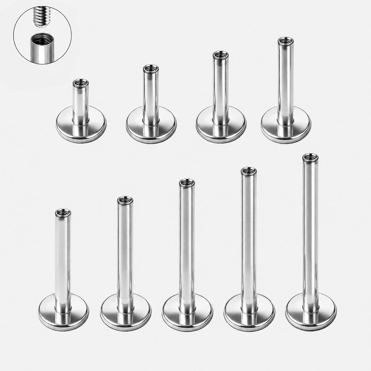 Labret Stav Løs Titanium sølvfarvet - BY CARA