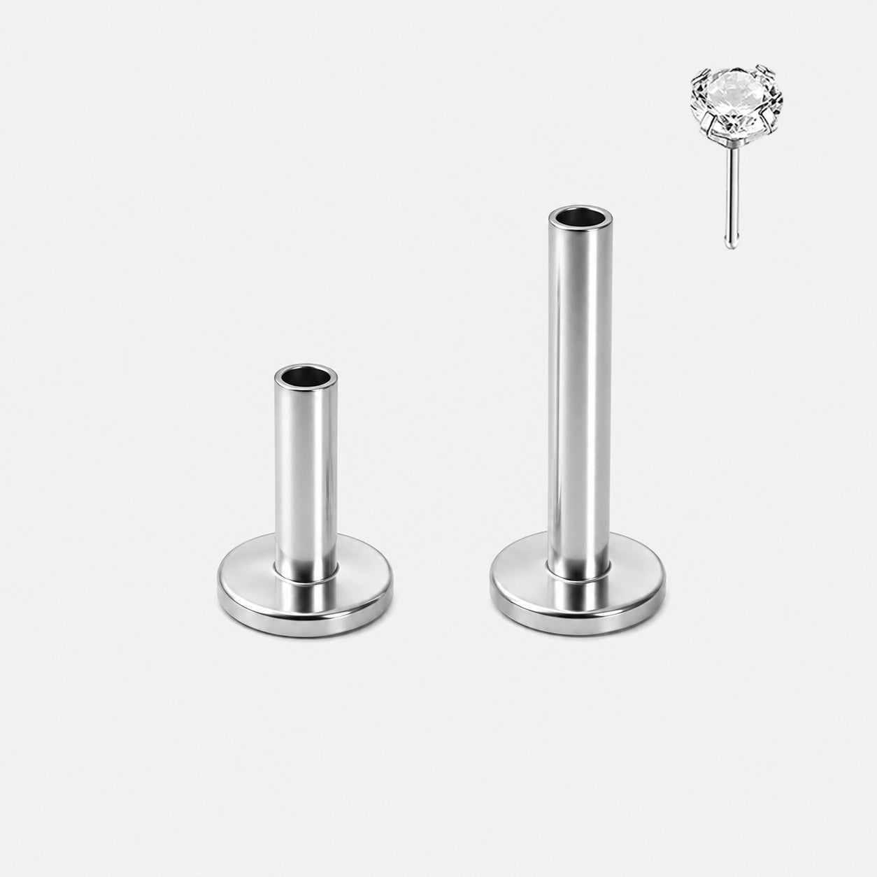 Labret Stav Push-In Titanium sølvfarvet - BY CARA