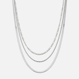 Layer Luxe Halskæde Sølvfarvet 3-i-1
