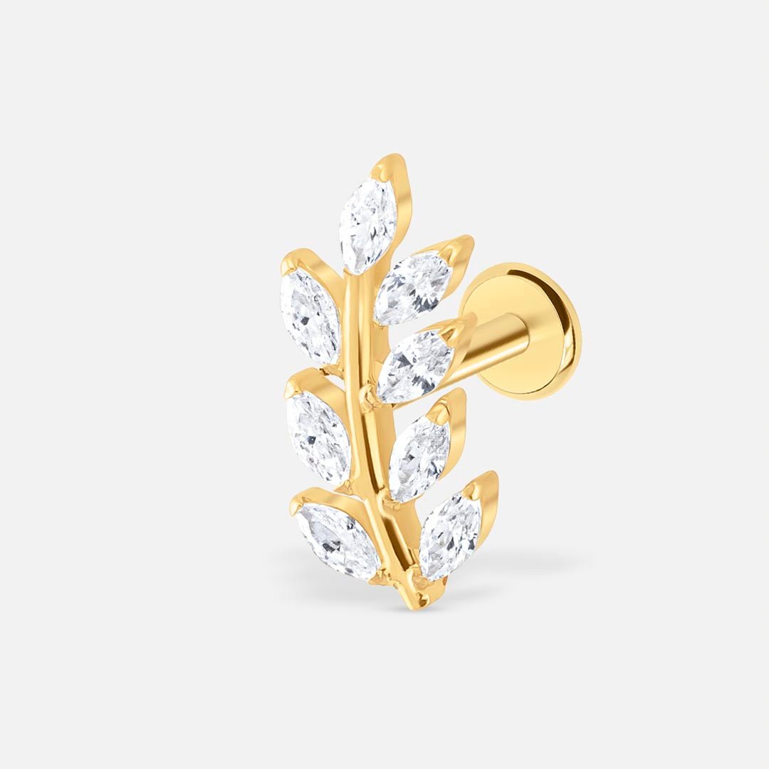 Leaf Crystal Labret guldfarvet - BY CARA