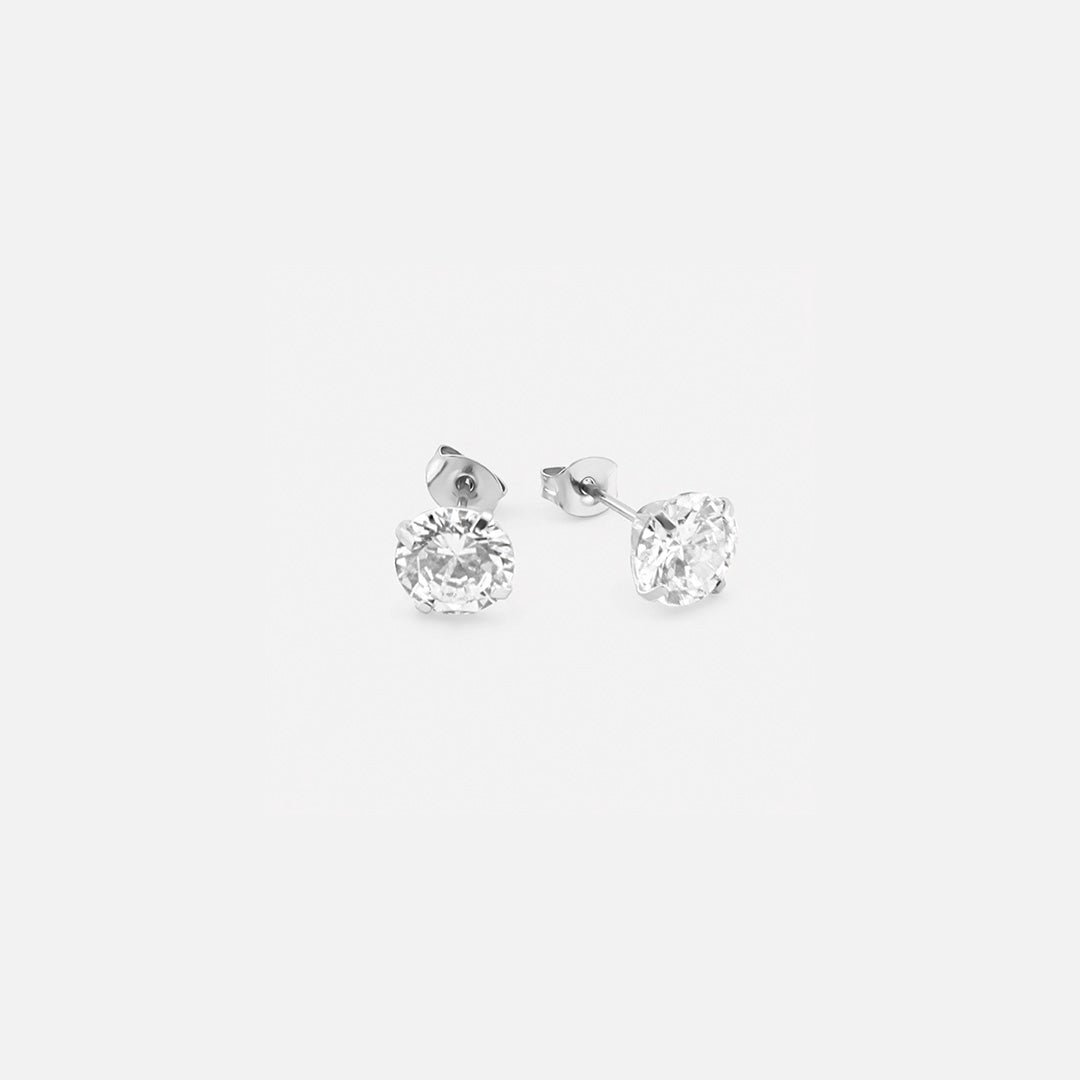 Livia Crystal Studs 4 mm Sølvfarvet - BY CARA