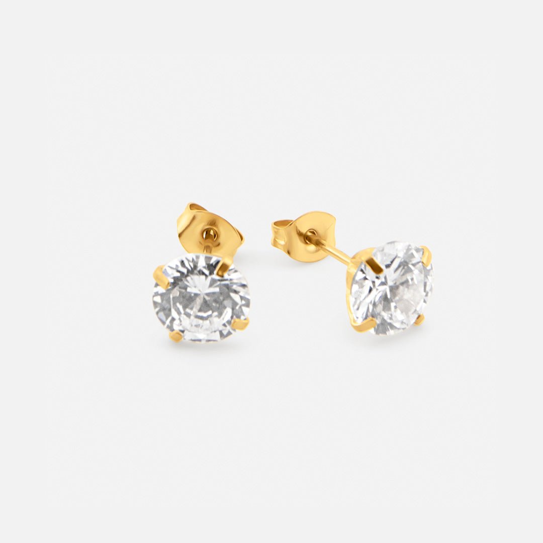 Livia Crystal Studs 6 mm 18K Guldbelagt - BY CARA