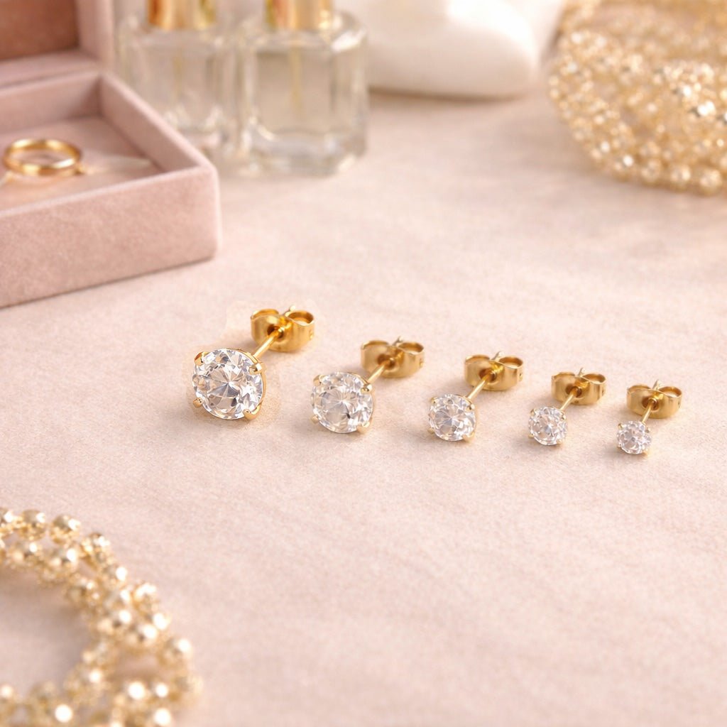 Livia Crystal Studs 8 mm 18K Guldbelagt - BY CARA
