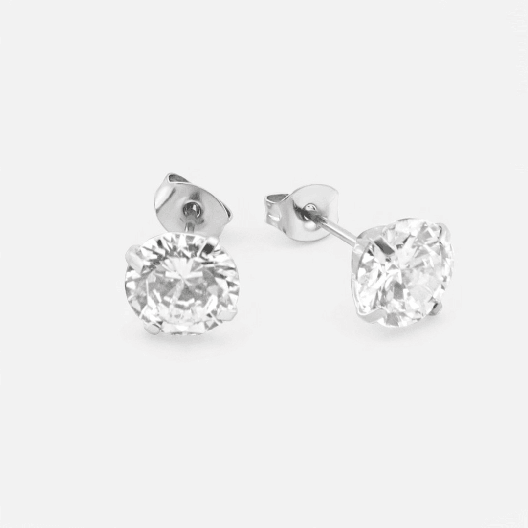 Livia Crystal Studs 8 mm Sølvfarvet - BY CARA