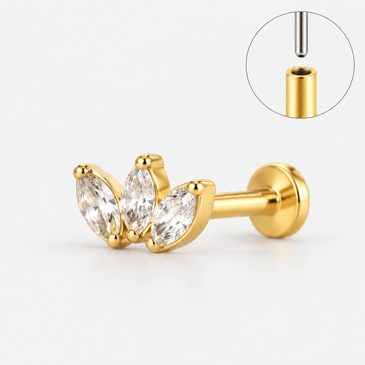 Lumi Lotus Push-in Labret guldfarvet - BY CARA