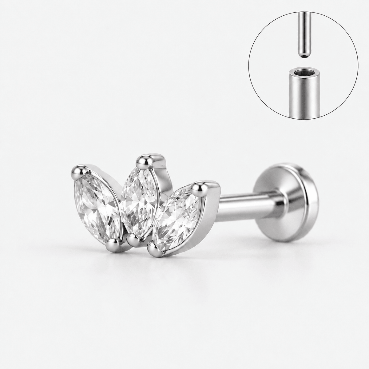 Lumi Lotus Push-in Labret silverfärgad - BY CARA