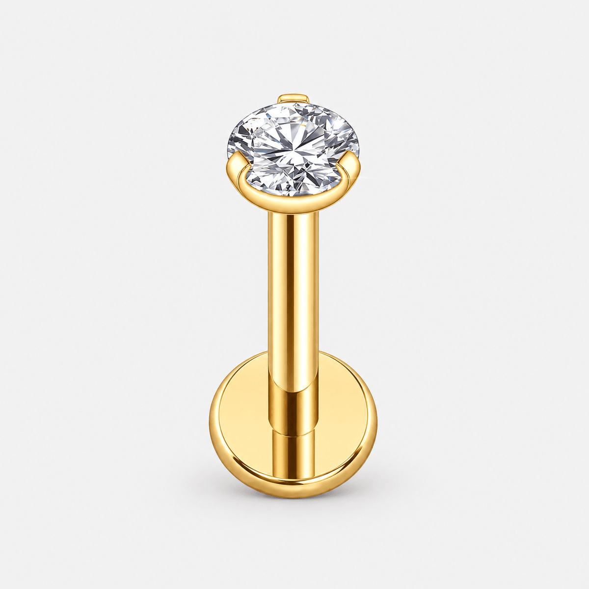 Lumi Solitaire Labret 3 mm guldfarvet - BY CARA