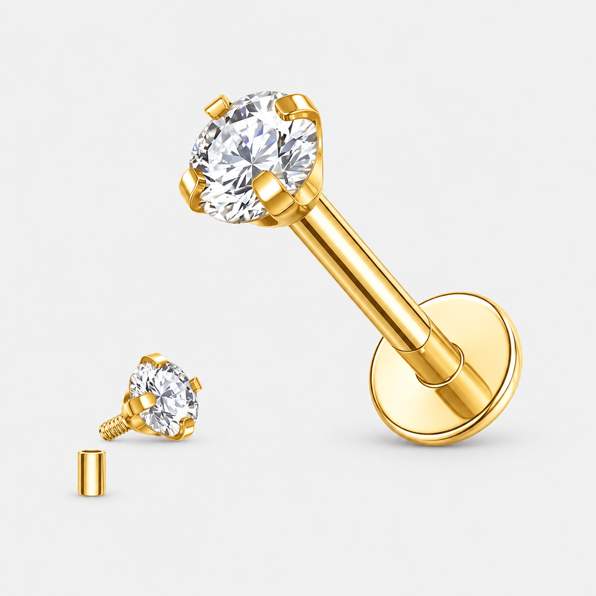Lumiere Crystal Labret 3 mm guldfarvet - BY CARA
