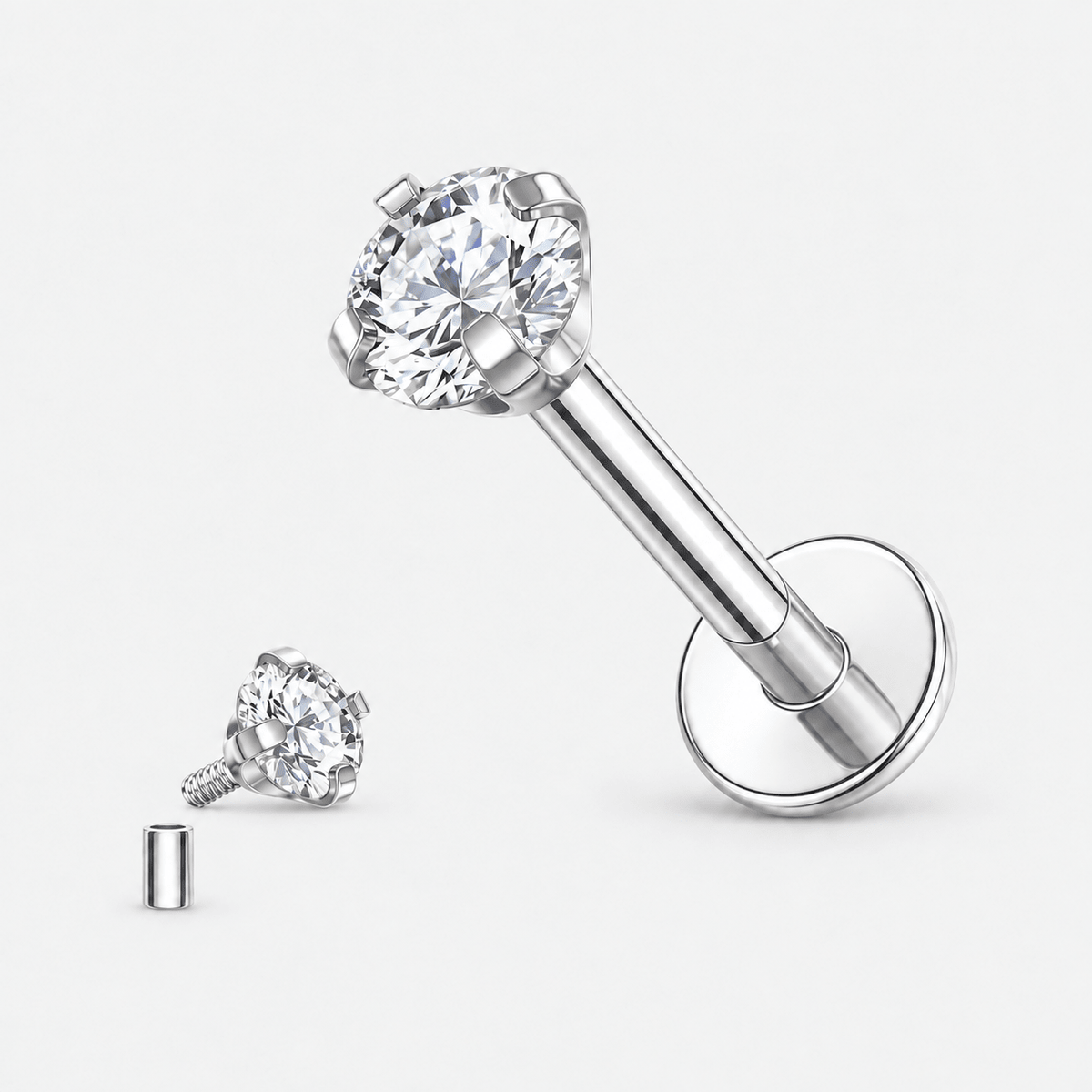 Lumiere Crystal Labret 3 mm sølvfarvet - BY CARA