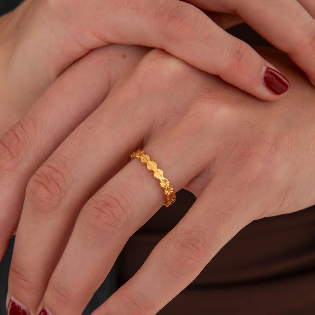 Luna Sun Ring 18K Guldbelagt 3,5 mm - BY CARA