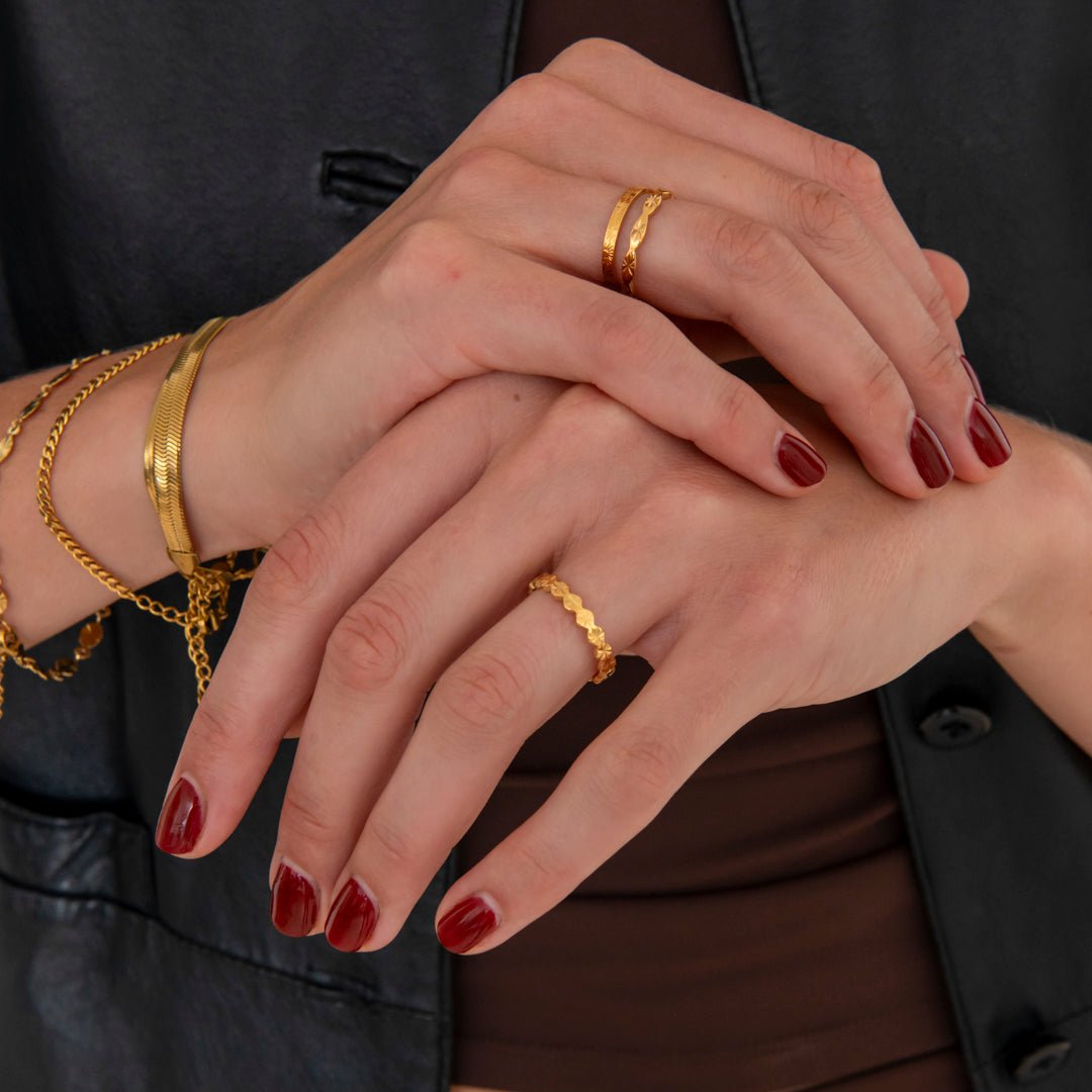 Luna Sun Ring 18K Guldbelagt 3,5 mm - BY CARA