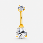 Lunara Drop CZ 5/8 mm navelpiercing guldfärgad