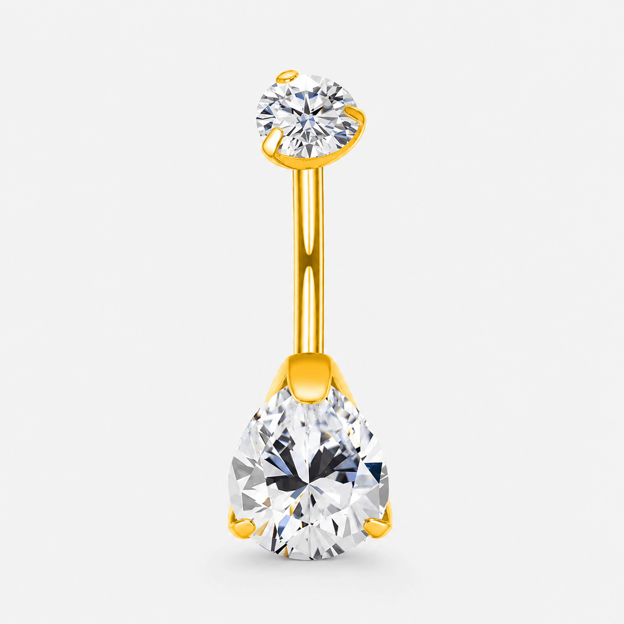 Lunara Drop CZ 5/8 mm Navlepiercing guldfarvet - BY CARA