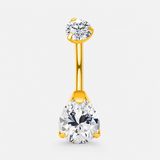 Lunara Drop CZ 5/8 mm navelpiercing guldfärgad