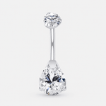 Lunara Drop CZ 5/8 mm navelpiercing silverfärgad