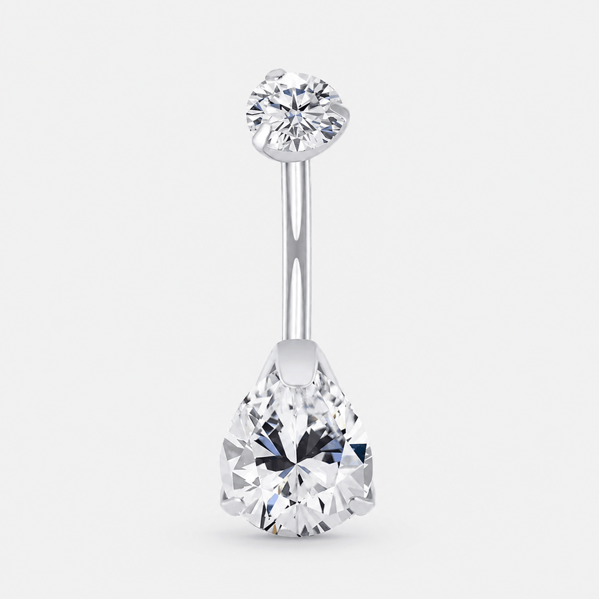 Lunara Drop CZ 5/8 mm navelpiercing silverfärgad