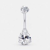 Lunara Drop CZ 5/8 mm navelpiercing silverfärgad
