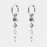 Marielle Pearl Hoops Sølvfarvet